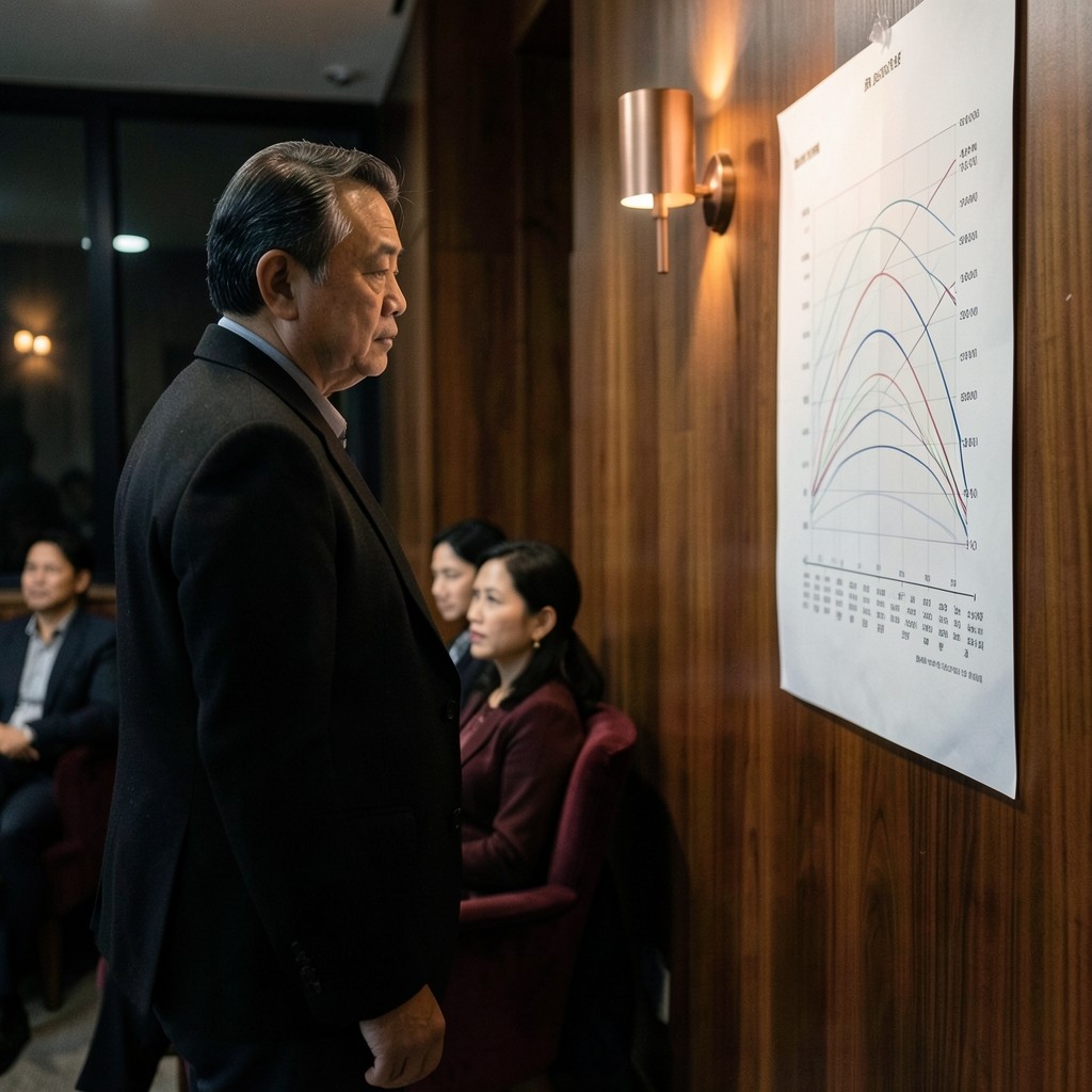 An instructor indicating extension arcs on a large paper chart during a small clinic